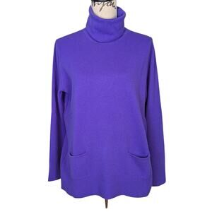 Peter Hahn Cashmere and Wool Turtleneck Sweater Purple Large